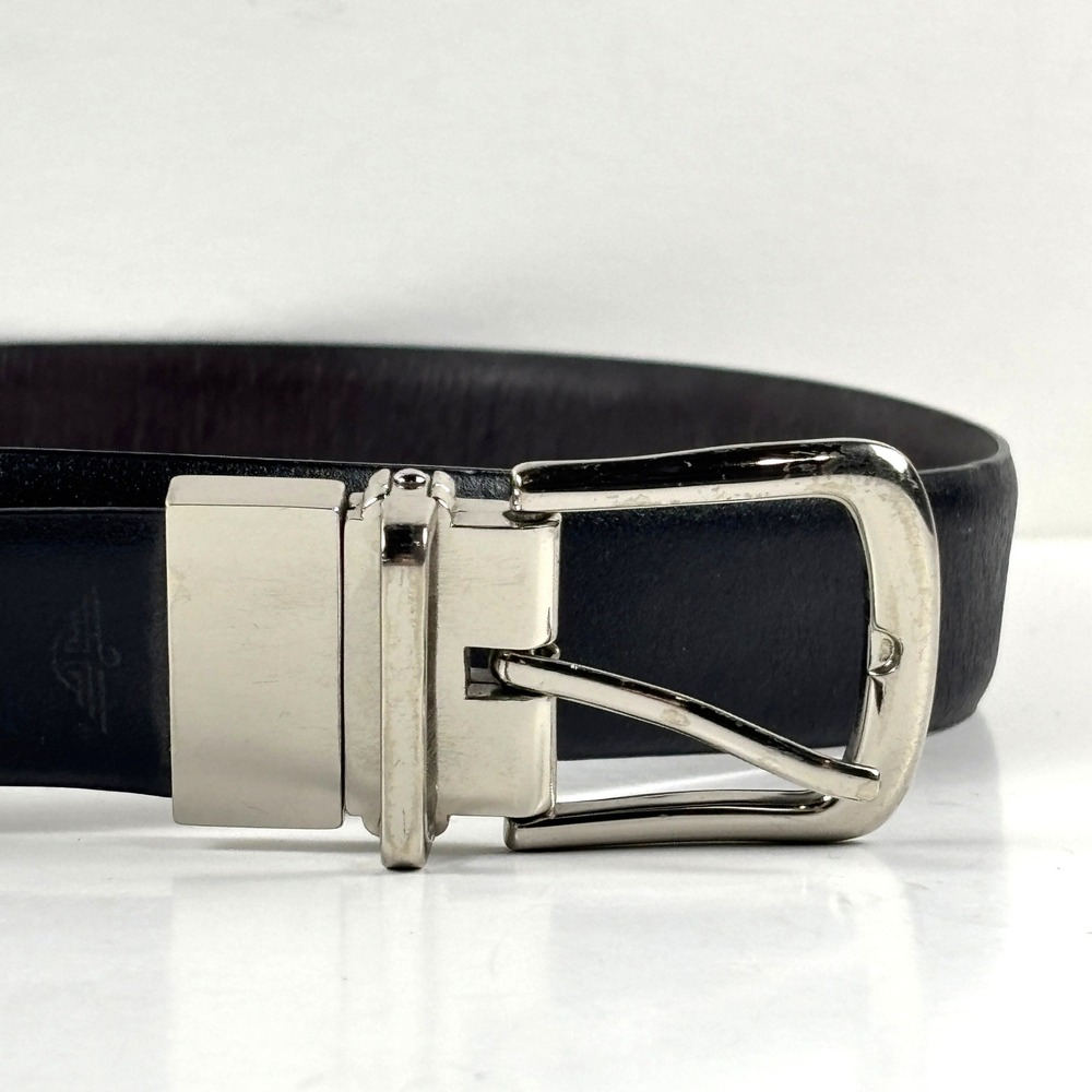 Dockers Reversible Belt Mens 34 Black Brown Leather Silver Swivel Buckle